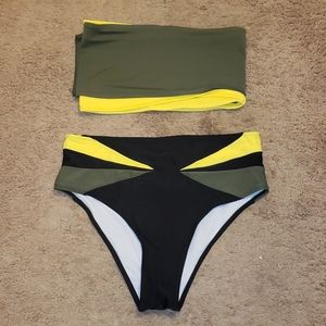 NWOT Criss cross wrap high waisted swimsuit.